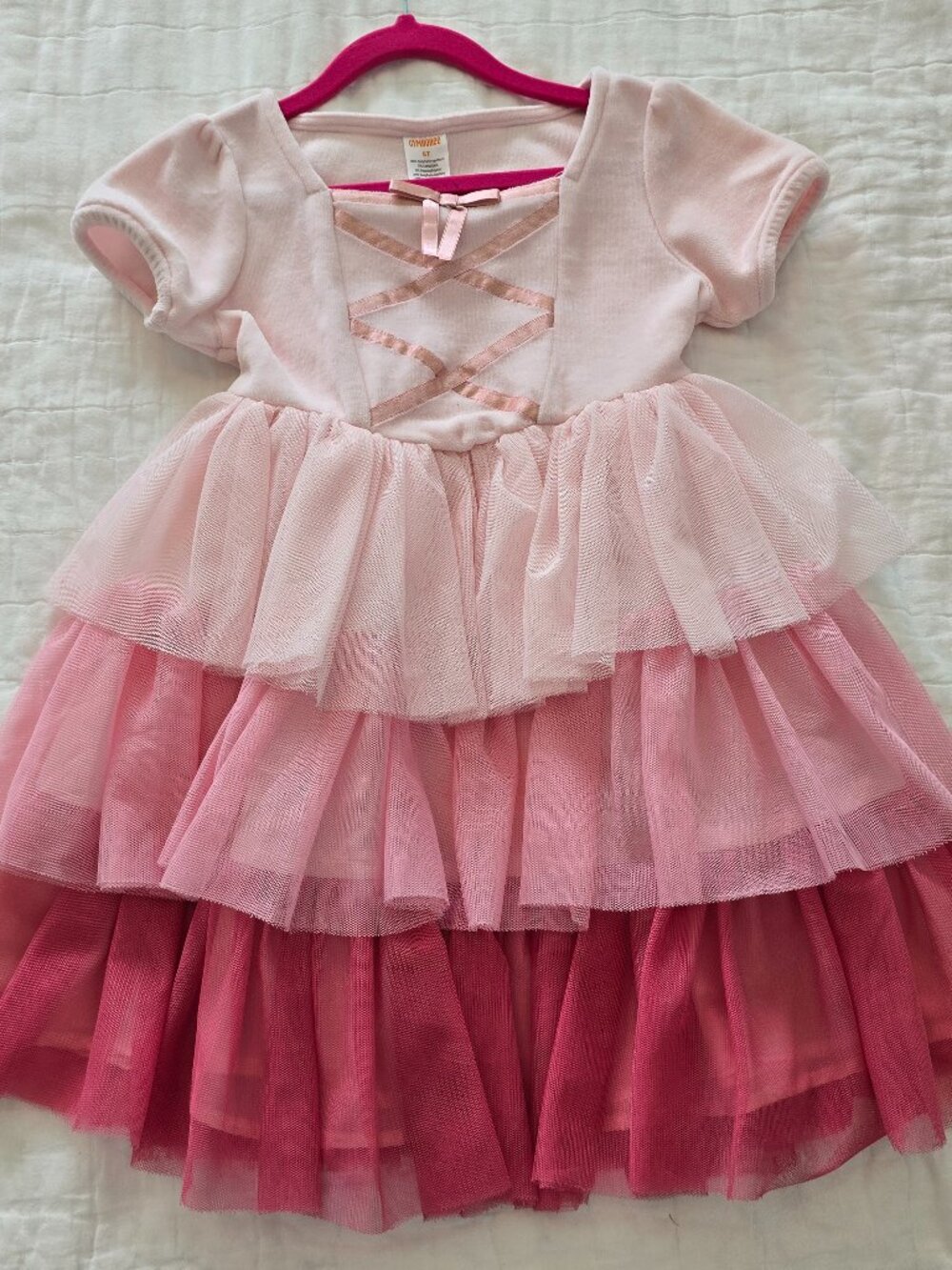 Size 5 Girls Pink Ombre Tiered Tulle Princess Dress
